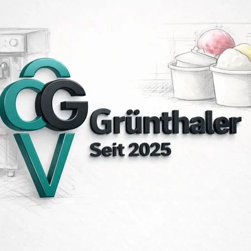 Grünthaler Eis mit Logo und Maschinenskizze